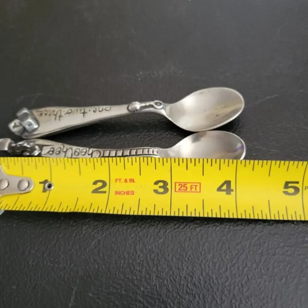 Vintage‎ Metal Morphosis Baby Spoons Set with Box - Choo Choo & 123